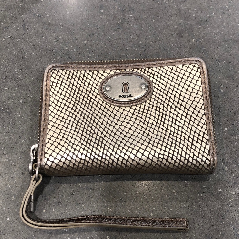 Fossil Snakeskin Embossed Wristlet
